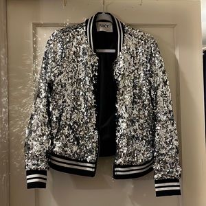 Juicy Silver Sequin Bomber Jacket